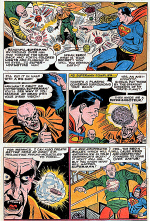 Superman and Jax-Ur attempt to hypnotize Black Zero, but he is immune and sends a Red Kryptonite bulllet into Jax-Ur.