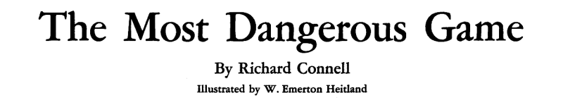 Original title art for The Most Dangerous Game