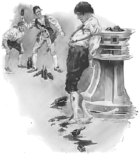 It was Sharkey who fastened her master to the windlass and pelted him to death with empty claret bottles