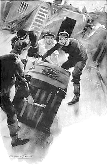 Allardyce and I, with a carpenter and one seaman, shifted the striped box