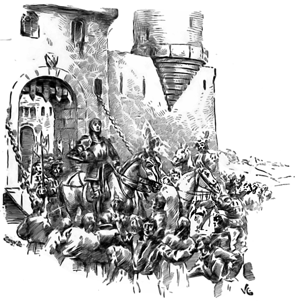 The garrison, with Count Conrad at its head, came forth.