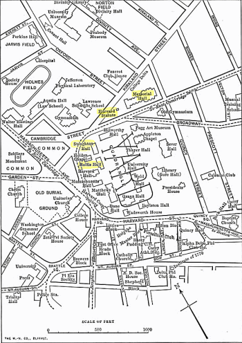 A map of Harvard University circa 1895