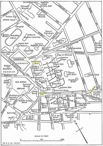 A map of Harvard University circa 1895