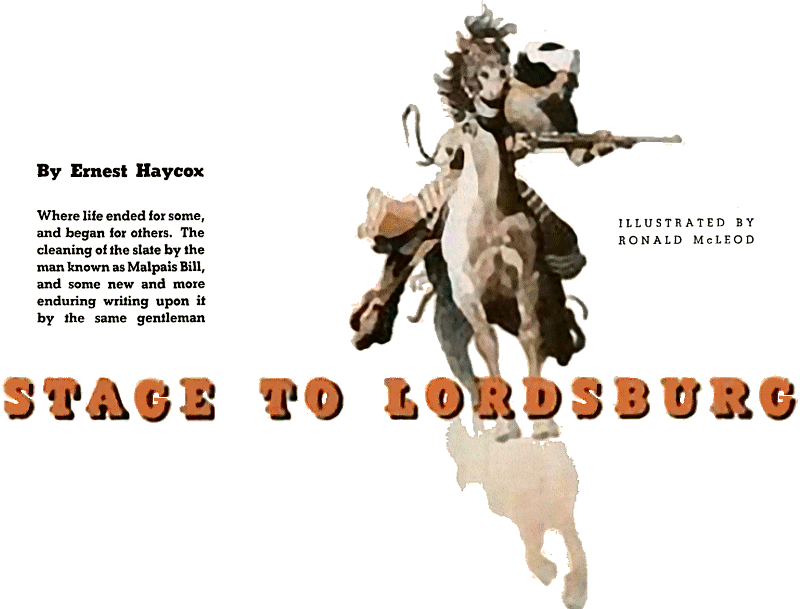 Original title art for Stage to Lordsburg by Ernest haycox