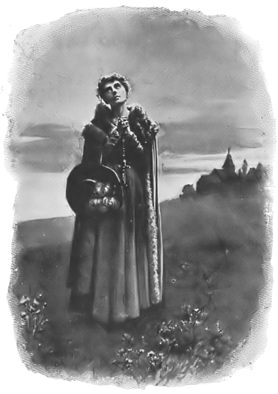 She stood with her hands clapsed, her rosary between her fingers.