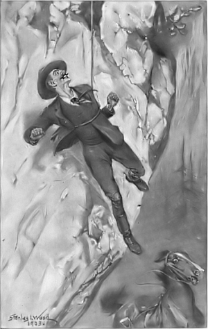 Del Monte passed a bad quarter of an hour dangling, furious at the rope's end