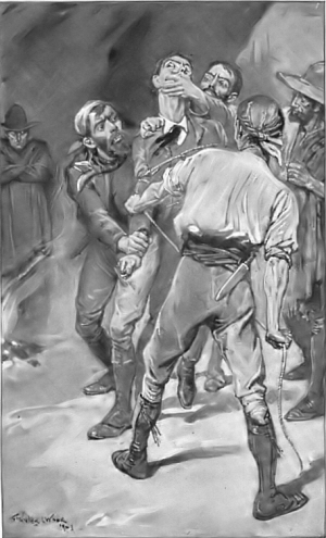 Rough fingers were clapped upon his mouth, and in a moment he was pinioned at the door of the cave